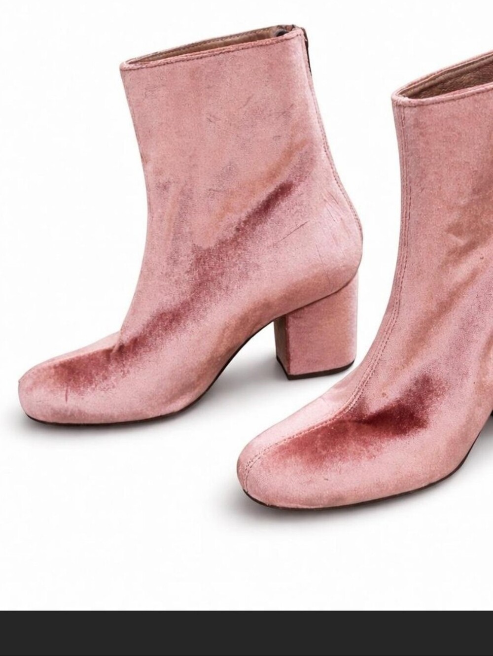 Free People Boho Cecile Women's Pink Velvet Block Heel Ankle Boots Balletcore